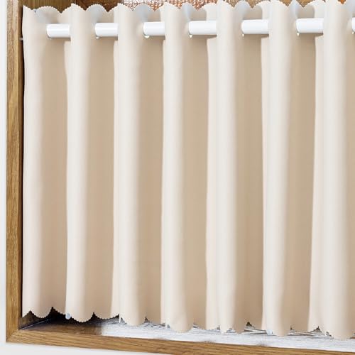 Sugoi カフェカーテン 遮光1級 小窓用 45/60/70/80/90/110cm丈 ｜ 遮熱・断熱・防水・防カビ・防音 ｜ 目隠しUVカット ミニカーテン おしゃれ 突っ張り棒対応 洗える キッチン トイレ 浴室 出窓 間仕切り 車内 [1枚入] 90*100 ベージュ